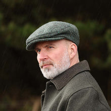 Load image into Gallery viewer, Handcrafted Irish Tweed Flat Cap – Dark Green