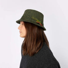 Load image into Gallery viewer, Green Herringbone Irish Tweed Walking Cap