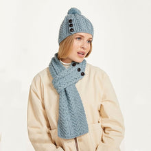 Load image into Gallery viewer, Ladies Merino Cable Knit Loop Scarf with Buttons