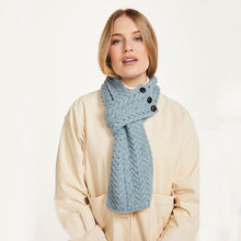 Load image into Gallery viewer, Ladies Merino Cable Knit Loop Scarf with Buttons