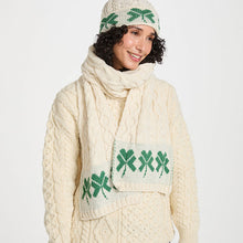 Load image into Gallery viewer, Aran Wool Scarf with Shamrocks