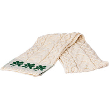 Load image into Gallery viewer, Aran Wool Scarf with Shamrocks