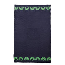 Load image into Gallery viewer, Merino Wool Irish Shamrock Blanket Navy Tara Irish Clothing.com