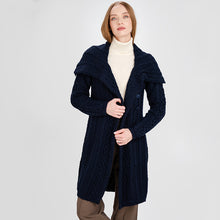 Load image into Gallery viewer, Merino Wool Large Collar Aran Coat