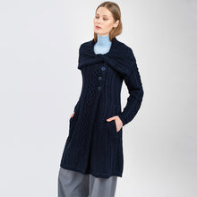 Load image into Gallery viewer, Merino Wool Large Collar Aran Coat