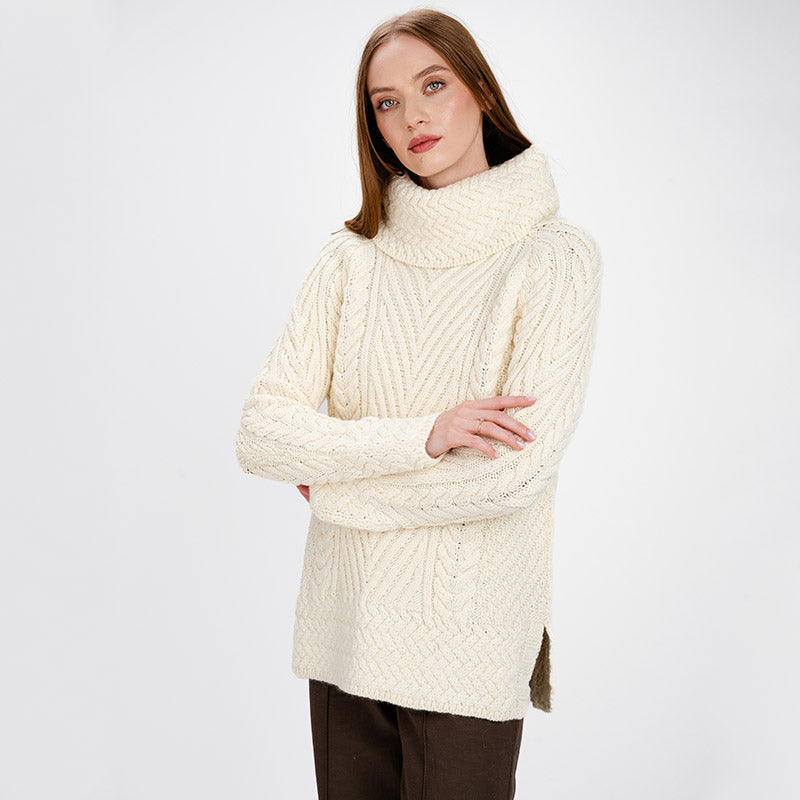 Ladies Irish Aran Turtleneck Sweater Tara Irish Clothing