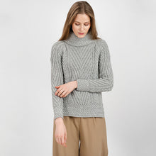 Load image into Gallery viewer, Ladies Irish Aran Turtleneck Sweater