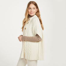Load image into Gallery viewer, Ladies SuperSoft Merino Wool Aran Knit Buttoned Poncho