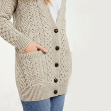 Load image into Gallery viewer, Women's V-Neck Aran Boyfriend Cardigan
