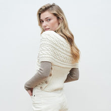 Load image into Gallery viewer, Merino Wool Buttoned Aran Wrap Cardigan