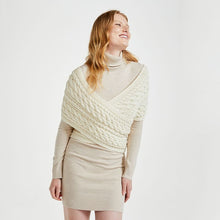 Load image into Gallery viewer, Merino Wool Buttoned Aran Wrap Cardigan