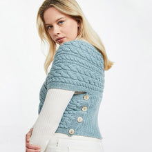 Load image into Gallery viewer, Merino Wool Buttoned Aran Wrap Cardigan