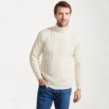 Load image into Gallery viewer, Men's Traditional Turtleneck Aran Sweater