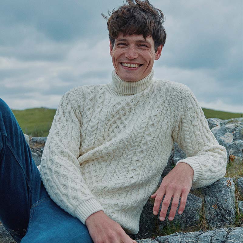 FRAMewORK【ARAN/アラン タートルネックプルオーバー】 Wool Cashmere Aran Mock Turtleneck Sweater | Aran Sweater Market