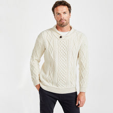 Load image into Gallery viewer, Men's SuperSoft Merino Wool Aran Shawl Collar Sweater