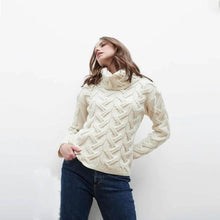 Load image into Gallery viewer, Women's Chunky Turtleneck Irish Sweater