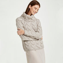 Load image into Gallery viewer, Women's Chunky Turtleneck Irish Sweater