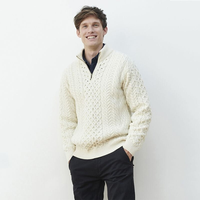 Men's Zipper Irish Sweater | Aran Sweaters | Tara Irish Clothing