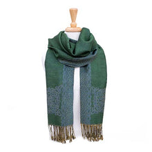 Load image into Gallery viewer, Emerald Green Celtic Knot Irish Ladies Scarf