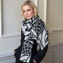 Load image into Gallery viewer, Large Book of Kells Viscose Scarf Wrap Black