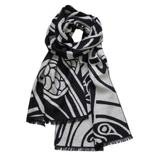 Load image into Gallery viewer, Large Book of Kells Viscose Scarf Wrap Black

