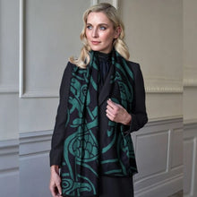 Load image into Gallery viewer, Large Book of Kells Viscose Scarf Wrap Green