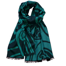 Load image into Gallery viewer, Large Book of Kells Viscose Scarf Wrap Green