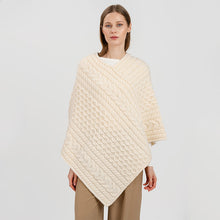 Load image into Gallery viewer, Traditional Irish Fisherman Wool V-Neck Poncho