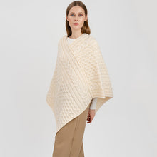 Load image into Gallery viewer, Traditional Irish Fisherman Wool V-Neck Poncho