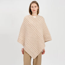 Load image into Gallery viewer, Traditional Irish Fisherman Wool V-Neck Poncho