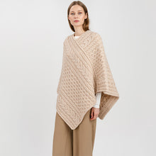 Load image into Gallery viewer, Traditional Irish Fisherman Wool V-Neck Poncho