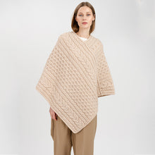 Load image into Gallery viewer, Traditional Irish Fisherman Wool V-Neck Poncho