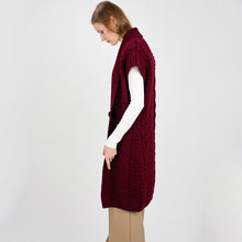 Load image into Gallery viewer, Ladies Long Irish Sleeveless Wool Cardigan