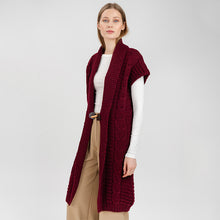 Load image into Gallery viewer, Ladies Long Irish Sleeveless Wool Cardigan