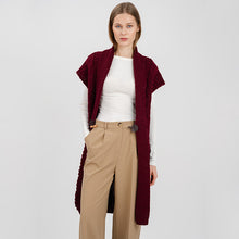 Load image into Gallery viewer, Ladies Long Irish Sleeveless Wool Cardigan