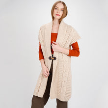 Load image into Gallery viewer, Ladies Long Irish Sleeveless Wool Cardigan