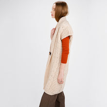 Load image into Gallery viewer, Ladies Long Irish Sleeveless Wool Cardigan