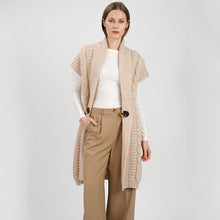 Load image into Gallery viewer, Ladies Long Irish Sleeveless Wool Cardigan