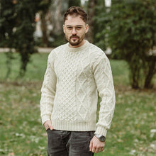 Load image into Gallery viewer, Men's Crew Neck Irish Wool Fisherman Jumper