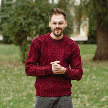 Load image into Gallery viewer, Men's Crew Neck Irish Wool Fisherman Jumper
