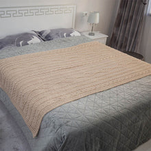 Load image into Gallery viewer, Chunky Aran Cable Knit Wool Throw