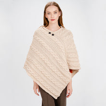 Load image into Gallery viewer, Women's V-Shaped Irish Chunky Cable Poncho