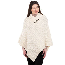 Load image into Gallery viewer, Ladies Aran Fisherman Poncho with Buttons