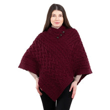 Load image into Gallery viewer, Ladies Aran Fisherman Poncho with Buttons