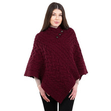 Load image into Gallery viewer, Ladies Aran Fisherman Poncho with Buttons