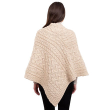 Load image into Gallery viewer, Ladies Aran Fisherman Poncho with Buttons