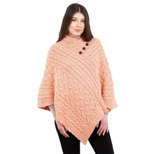 Load image into Gallery viewer, Ladies Aran Fisherman Poncho with Buttons