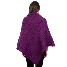 Load image into Gallery viewer, Ladies Aran Fisherman Poncho with Buttons