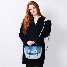 Load image into Gallery viewer, Medium Harris Tweed & Leather Plaid Satchel