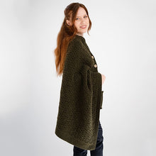 Load image into Gallery viewer, Ladies Lambswool Aran Button-Up Poncho